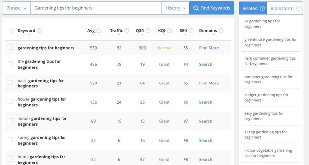 Jaaxy keyword research - gardening tips - How to do Keyword Research for a Blog