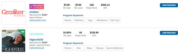 Fitness Affiliate Programs on ShareASale