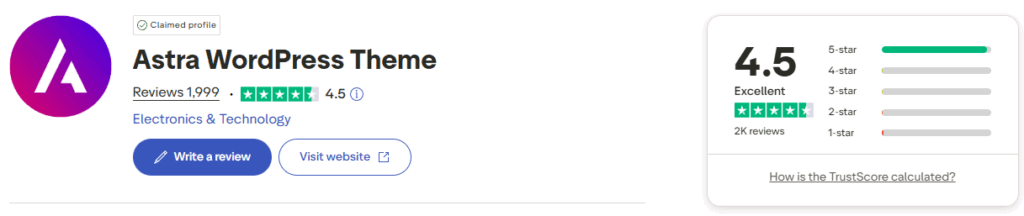 Astra WordPress Theme on Trustpilot